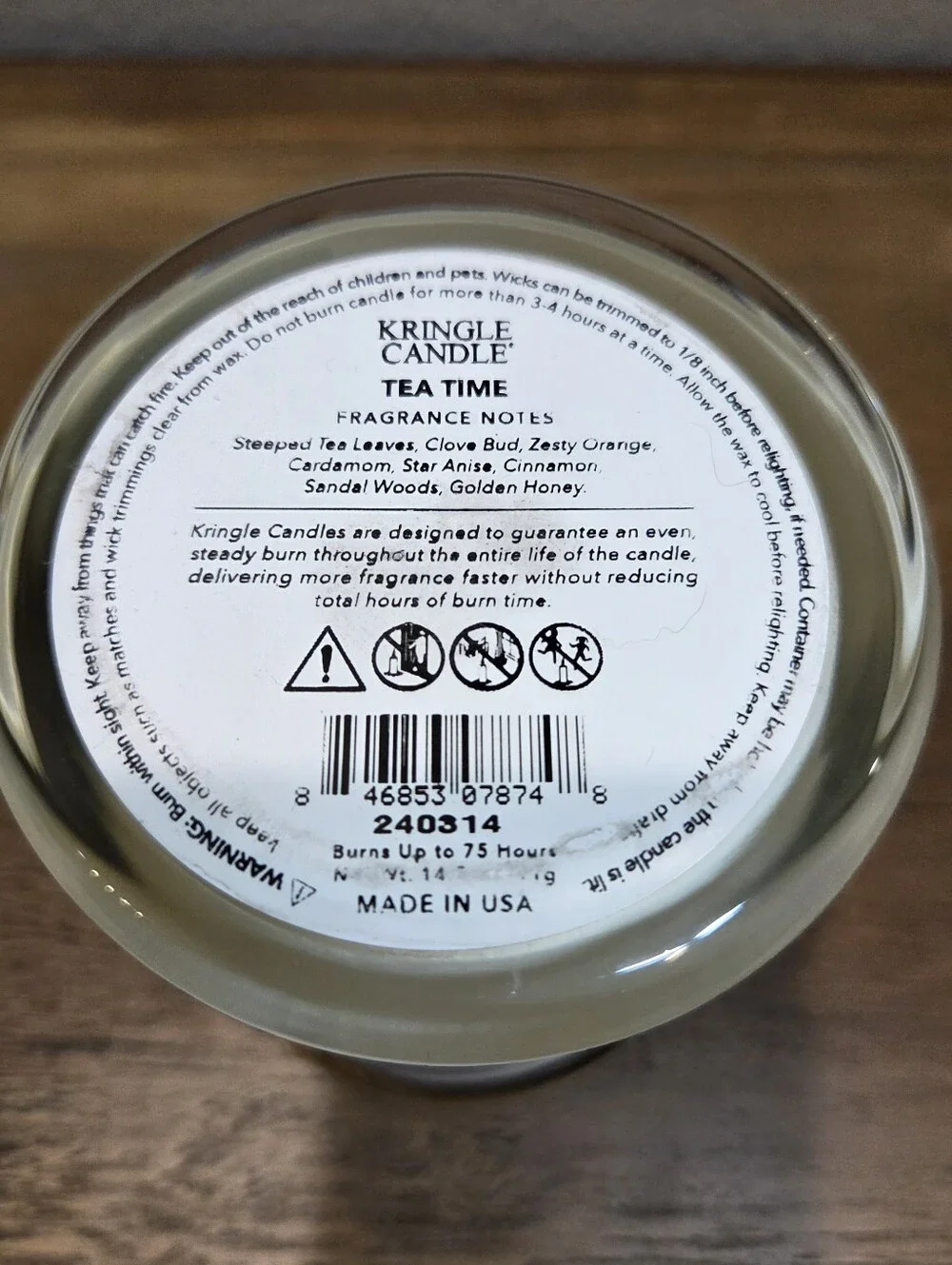 Kringle Candle Tea Time Medium 2 Wick -Tested